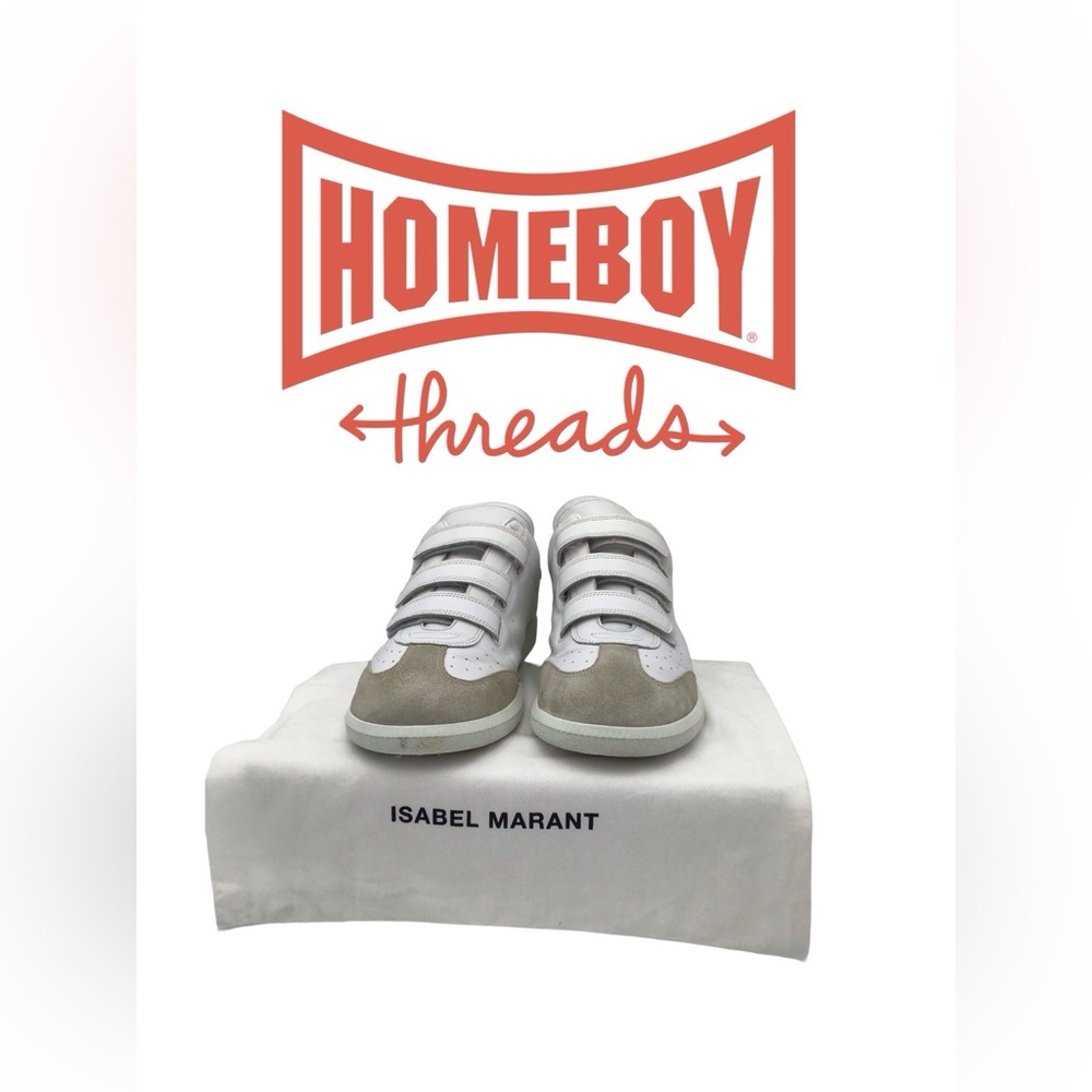 Isabel Marant White and Tan Velcro Sneakers